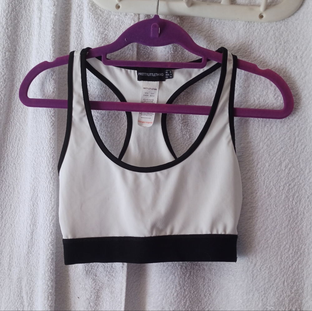 (3/$30) PrettyLittleThing Black and White Sports Bra